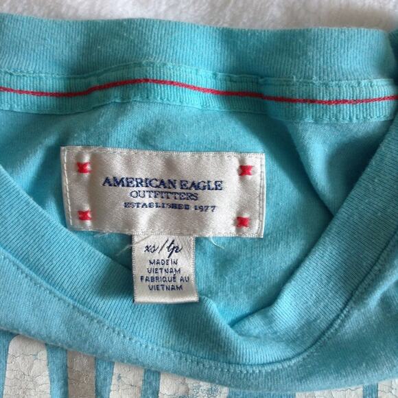 American Eagle Outfitters Baby Blue Prints Tees XS - Picture 4 of 5